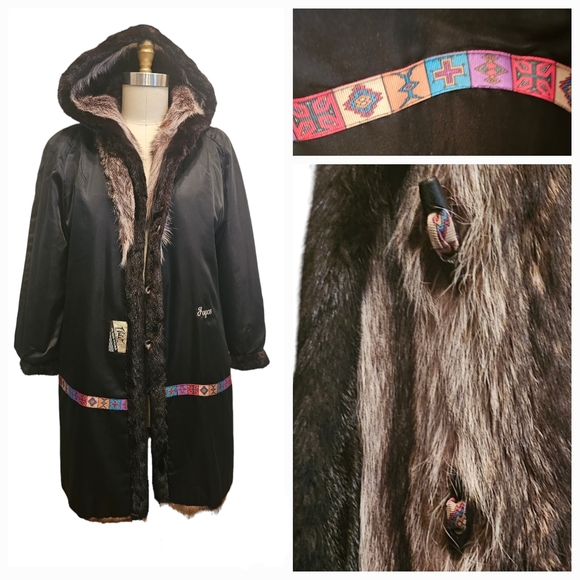EUC | Fur & Mink Trim coat | Large Hood |  Vintage | Canadian - Picture 10 of 16